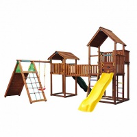 детский городок jungle gym jungle palace + jungle cottage + bridge link (жесткий мост) + climb modul